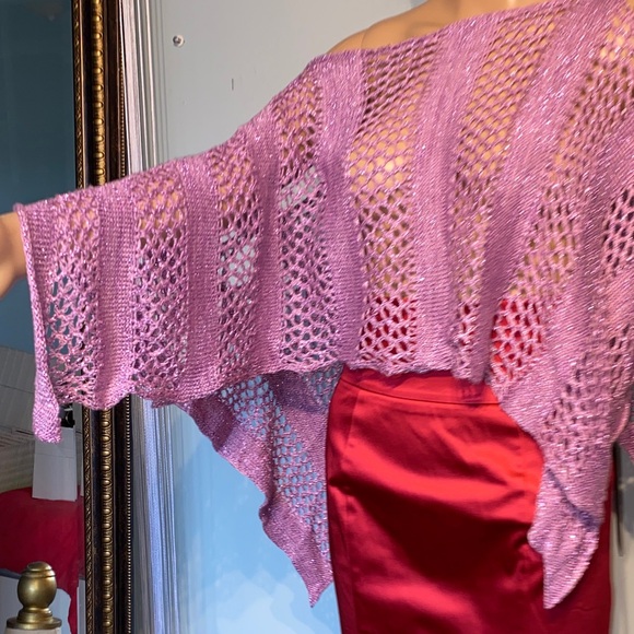 Vintage Marciano Purple and Diamonds Knit Poncho - Picture 8 of 17
